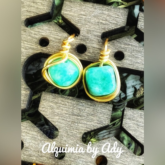 Alquimia Gold and Turquoise Earrings - Picture 1 of 1